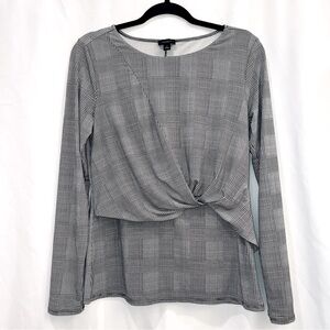 Ann Taylor Career Houndstooth Print Long Sleeve Blouse Sz M